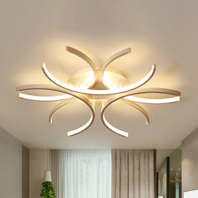 Arc Semi Flush Mount Lighting Minimalist Acrylic White LED Ceiling ...