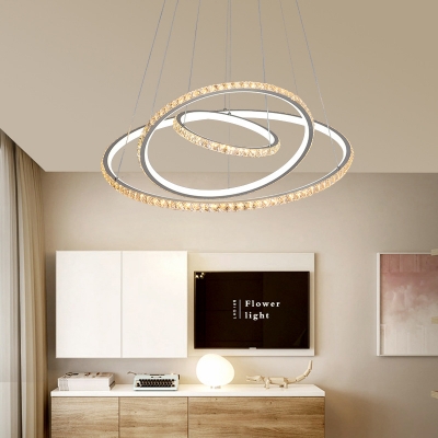 Beveled Crystal 3-Tier Hanging Chandelier Modern LED Gold Ceiling Lamp in 3 Color/Inner Warm Outer White/Inner White Outer Warm Light