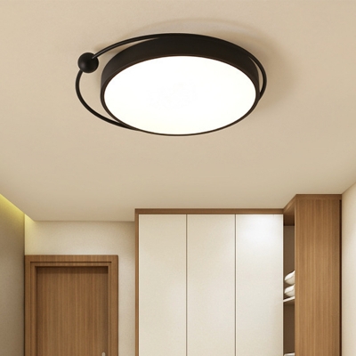 Black Disk Flush Light Fixture Simple Acrylic 18
