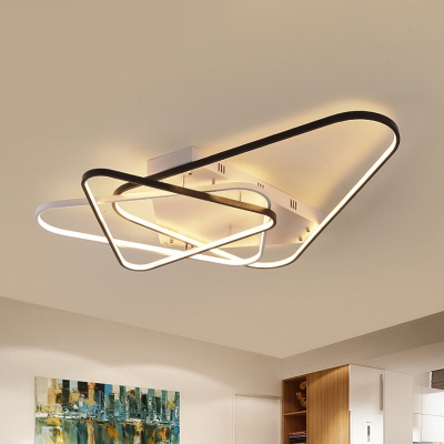 Black-White Triangle Ceiling Lamp Modern Acrylic LED Flush Mount Light, 33