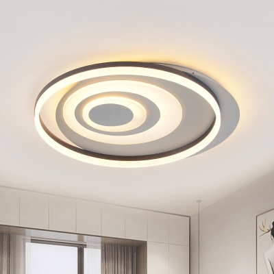 Circle Ring Acrylic Flush Light Modern Style LED Black Ceiling Mounted Fixture for Bedroom