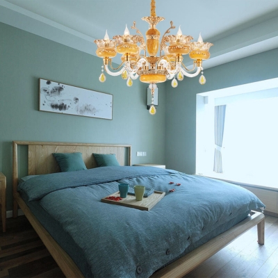 Clear Flower-Like Chandelier Pendant Light Modern 6/8 Lights Crystal Pendant Lamp for Bedroom