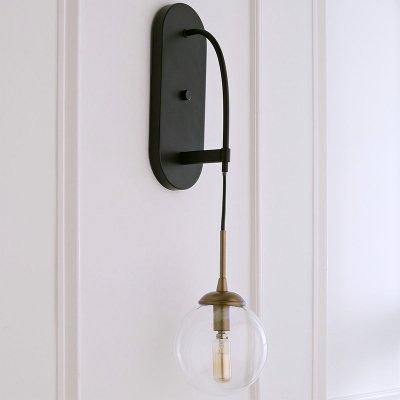 Clear Glass Drop Wall Sconce Minimalist 1 Light Black Wall Mounted Light Fixture