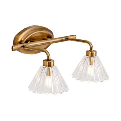 Conical Bathroom Vanity Lighting Traditional Metal 1/2/3-Bulb LED Brass Wall Lamp Fixture