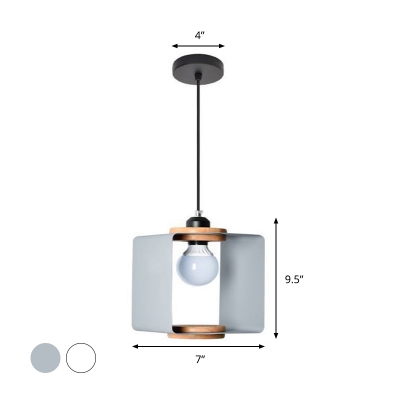 Contemporary Cubic Metal Pendulum Light 1 Light Pendant Lighting Fixture in White/Grey for Dining Room