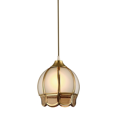 Cream Glass Gold Hanging Light Blossom 1 Light Vintage Down Lighting Pendant for Living Room
