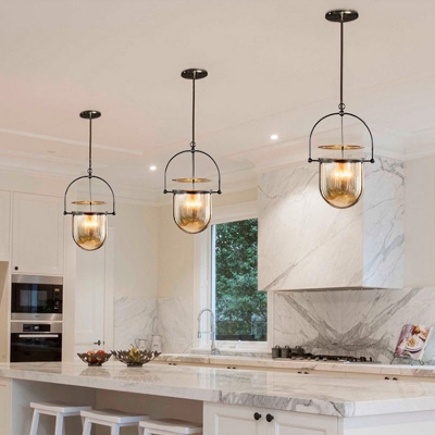 Dome Cognac Glass Pendant Lighting Countryside 1 Bulb Kitchen Island Ceiling Lamp