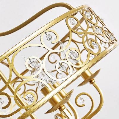 Gold 6 Heads Chandelier Light Fixture Traditional Metal Candelabra Pendant Lighting