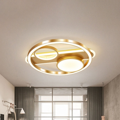 Gold Circle Flush Mount Light Fixture Postmodern Acrylic 18