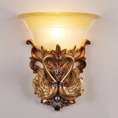Gold Double Swan Wall Lamp Country Resin 10