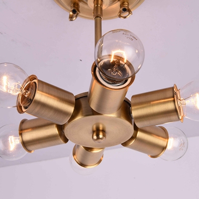 Lotus Bedroom Semi Flush Mount Traditional Metal 4/6/8 Lights Brass Ceiling Lamp, 18