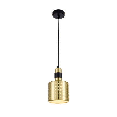 Metal Milk Can Pendant Light Fixture Minimalist 1 Light Black and Gold Hanging Lamp Kit