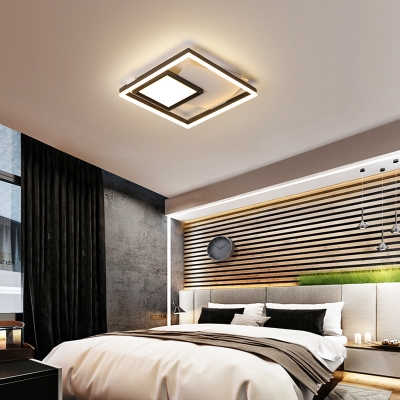 Metal Rectangle Ceiling Fixture Modernism Black-White 16