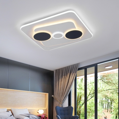 Minimalist Geometric Acrylic Ceiling Lamp Modern LED Flush Light Fixture in White-Gray
