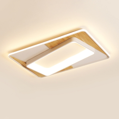 Minimalist Rectangle Acrylic Ceiling Lamp LED Flush Mount Light Fixture in White