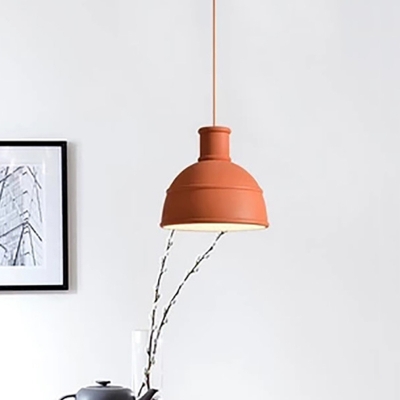 Modern 1 Head Down Lighting Red Domed Hanging Ceiling Light with Metal Shade