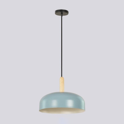Nordic 1 Head Ceiling Lamp Blue Circular Hanging Light Fixture with Metal Shade