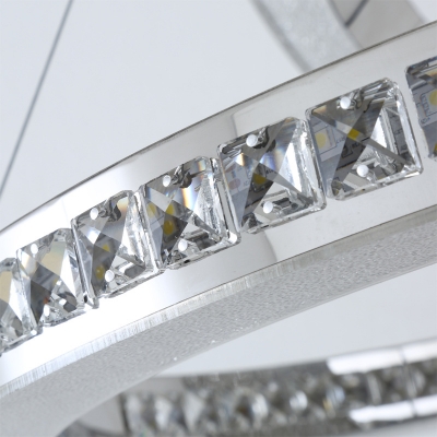 Orbit Chandelier Light Postmodern Metal Chrome LED Hanging Lamp Kit in Warm/White/Neutral Light, 16
