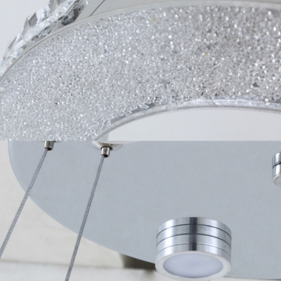 Orbit Chandelier Light Postmodern Metal Chrome LED Hanging Lamp Kit in Warm/White/Neutral Light, 16