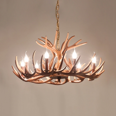 Resin Branch Hanging Chandelier Tradition 6/8 Heads Ceiling Suspension Lamp in Brown