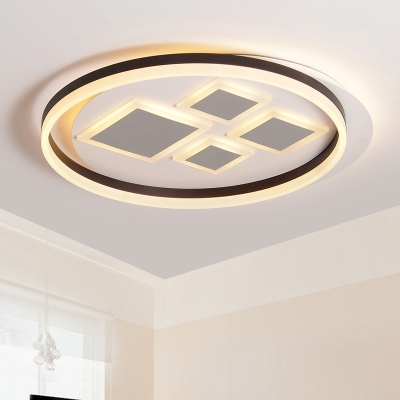 Ring Flush Ceiling Light Modern Acrylic LED Coffee Flush Mount Lighting for Dining Room