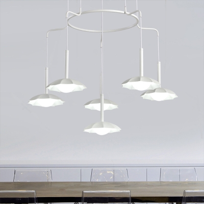 Scallop Chandelier Pendant Light Modern Acrylic 6 Heads White Hanging Ceiling Light