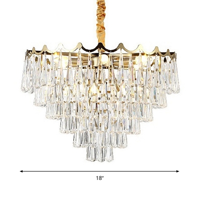 Teardrop Crystal Gold Chandelier Light Fixture Tapered 9 Heads Traditional Hanging Light