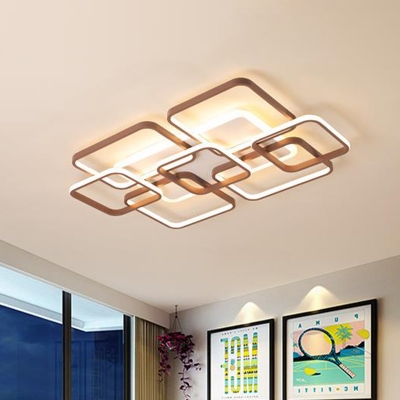 Traverse Acrylic Flush Mount Lamp Modern Brown LED Ceiling Fixture in Warm/White Light, 23.5