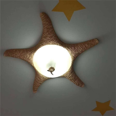 3 Bulbs Starfish Ceiling Mount Traditional Beige Frosted Glass Flush Light Fixture