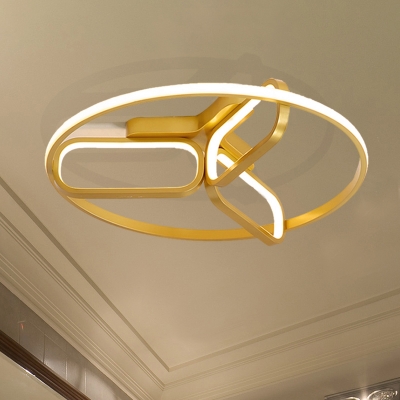 Acrylic Geometric Ceiling Light Modern Black/White/Gold Flush Mount Lamp for Bedroom, 18