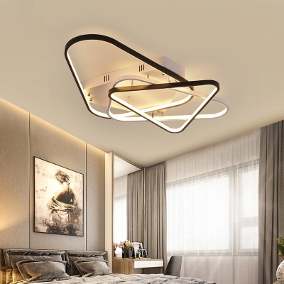 Black-White Triangle Ceiling Lamp Modern Acrylic LED Flush Mount Light, 33