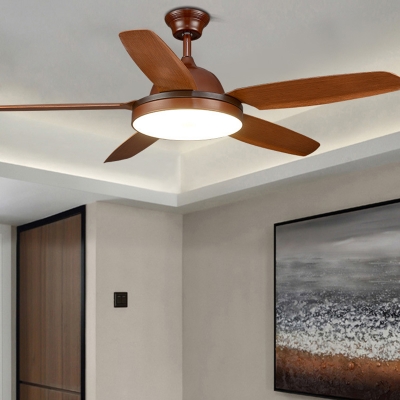 Brown LED Ceiling Fan Lamp Traditionalist Acrylic Circular Semi Flush Light for Dining Room