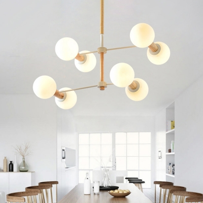 Bubble Frosted Glass Chandelier Lighting Nordic Stylish 8/12 Lights White Hanging Pendant Light for Bedroom