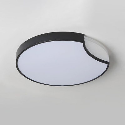 Circular Metal Flush Light Minimalist White/Black LED Ceiling Mounted Fixture, Warm/White Light