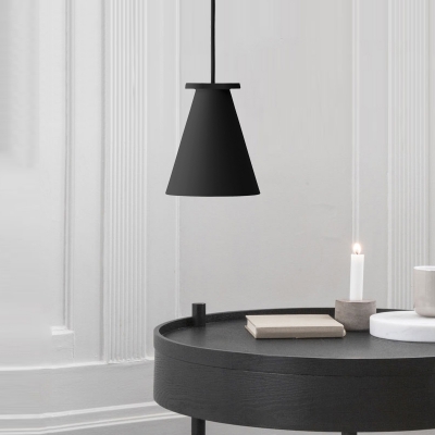 Contemporary 1 Bulb Hanging Lamp Black/Light Grey Trumpet Pendant Light Fixture with Metal Shade