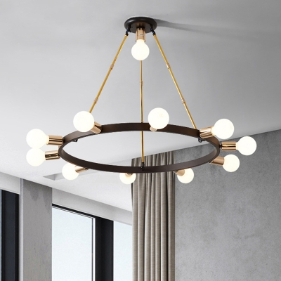 Contemporary Bubble Ceiling Chandelier Opal Frosted Glass 11 Heads Hanging Pendant Light in Black