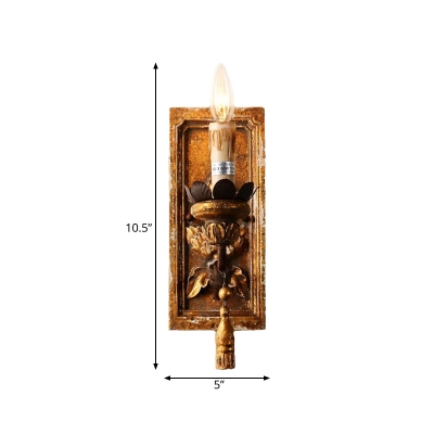 Countryside Candle Wall Lighting Idea 1/2 Lights Wood Sconce in Brown/White/Distressed White for Living Room