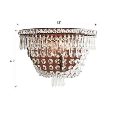Crystal Brown Wall Mount Lighting Beaded 1 Light Traditional Sconce Light for Bedroom