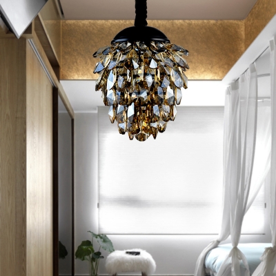 Crystal Pinecone Chandelier Pendant Light Contemporary 2 Lights Ceiling Lamp in Gold/Black