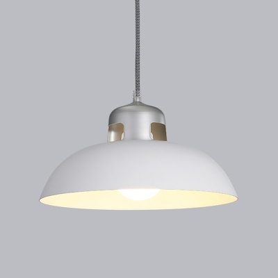 Dome Metal Pendant Lighting Farmhouse 1 Light Black/White/Grey Hanging Lamp for Dining Room