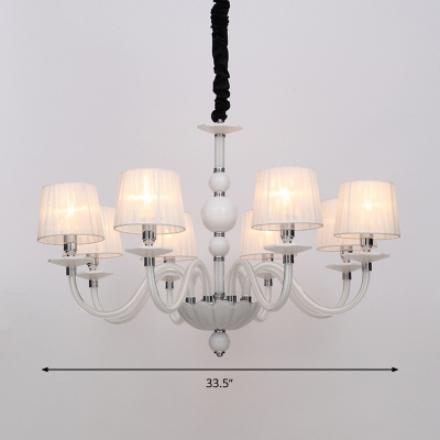 Fabric Conical Ceiling Chandelier Antique 6/8/12 Bulbs Hanging Light Fixture in White