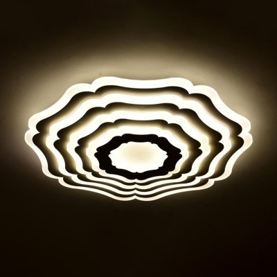 Geometric Bedroom Ceiling Light Fixture Acrylic Contemporary LED Flush Mount Lamp in White