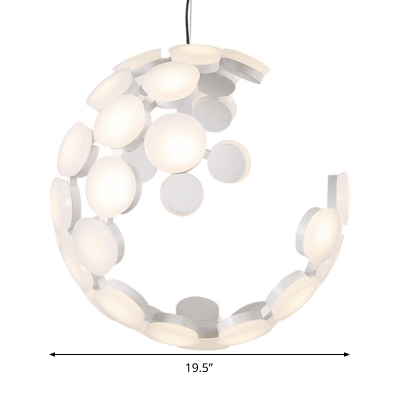 Geometric Dining Room Chandelier Lamp Acrylic Led Contemporary Hanging Ceiling Light in White