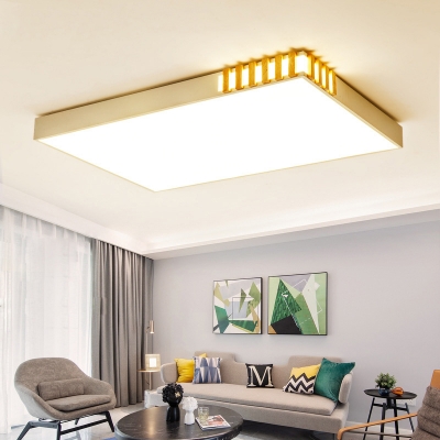 Macaron Rectangle Ceiling Light Fixture Acrylic Living Room LED Flush Mount Light in White
