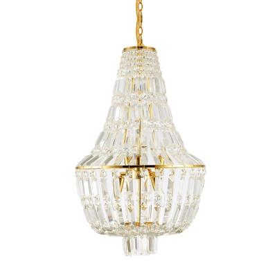 Modernism Gourd Empire Chandelier Crystal 4 Heads Pendant Light Fixture in Silver/Gold