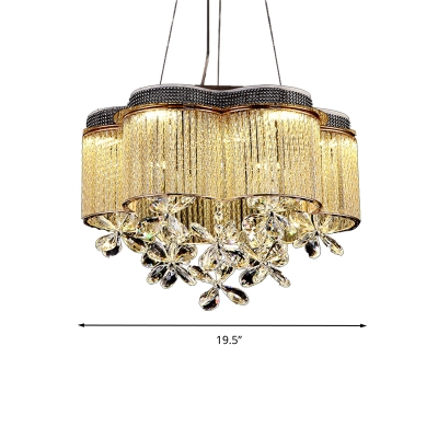 Modernist Scalloped Ceiling Chandelier Clear Crystal LED Dining Room Pendant Lamp in Gold