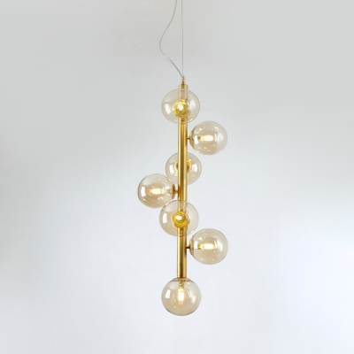 Molecular Ceiling Chandelier Modernism Clear/Cognac Glass 7 Bulbs Living Room Hanging Light Fixture