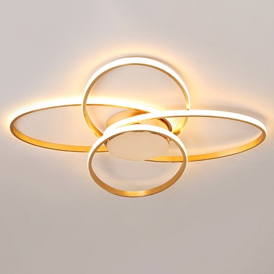 Postmodern Oval Acrylic Ceiling Lamp LED Flush Mount Light Fixture in Gold for Living Room