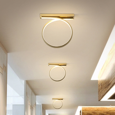 Ring Ceiling Lighting Postmodern Acrylic Gold LED Flush Mount Light in Warm/White Light