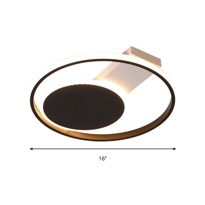 Round Acrylic Flush Mount Light Simple Style Black 16
